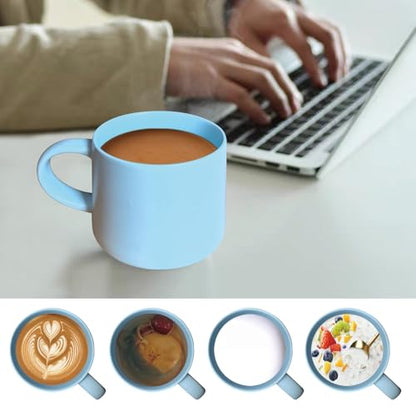 15 oz coffee mug set of 4 stackable heavy ceramic mug for Tea Milk Latte, Dishwasher, Microwave safe, blue - color: Blue