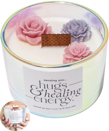 Sympathy Gifts for Loss of Loved One – Hugs and Healing Energy Sympathy Candle, 12oz Crackling Wood Wick Candle with Natural Soy Wax, Memorial & Grief Gift, Get Well Soon Gift - style: Hugs & Healing Energy Sympathy Candle