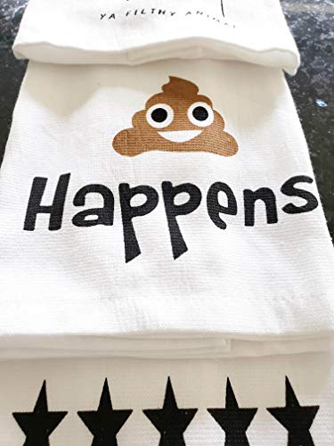 Cotton Kitchen Hand Towels Set, Soft Highly Absorbent 100% Terry Cloth Tea Towel Simple Funny Design Decorative Durable Large White Bathroom Powder Room Gift 28 X 12 Inches Set of 3 (Bathroom)