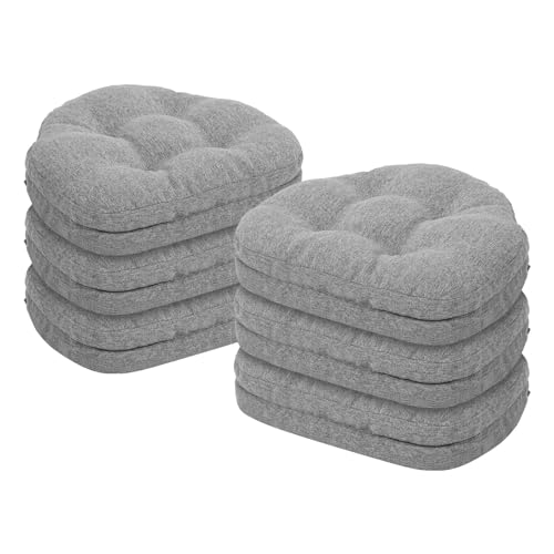 baibu Dining Chair Cushions Set of 6, Dual-Layer Patented Design Memory Foam Windsor Seat Pads, Kitchen Chair Cushions with Ties & Washable Cover, 17x 15.5 x 3.5in, 6 Pack, Grey - color: Grey, size: 6 Count (Pack of 1)