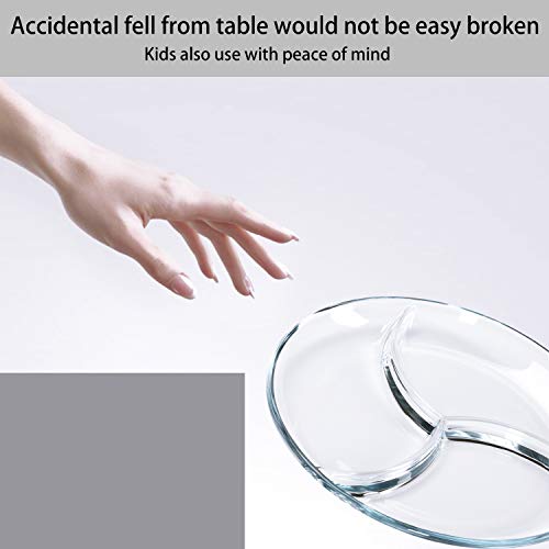 FOYO Round Tempered Glass Serving Platters/Trays - 3 Sectional -10'' Diameter, Set of 2