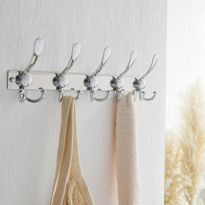 Coat Rack Wall Mount, Heavy Duty 12-Gauge Base vs Flimsy 1mm, Double-Thick Solid Anti-Snap Hooks, 16” Stud-Mount, Stainless Steel Hanger for Clothes Hat Entryway Closet Mudroom, Chromed - color: Chromed, size: L=17" (1pcs)