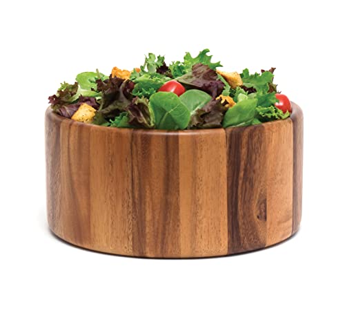 Lipper International Acacia Straight-Side Serving Bowl for Fruits or Salads, Large, 10" Diameter x 5" Height, Single Bowl - size: Large, style: Contemporary
