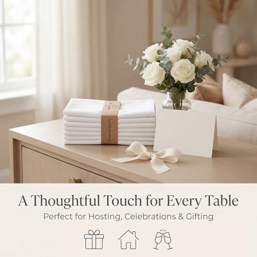 Urban Villa Cloth Napkins Cotton 20x20 (Set of 12) White - color: 001 White, size: 20" x 20" (Set of 12)