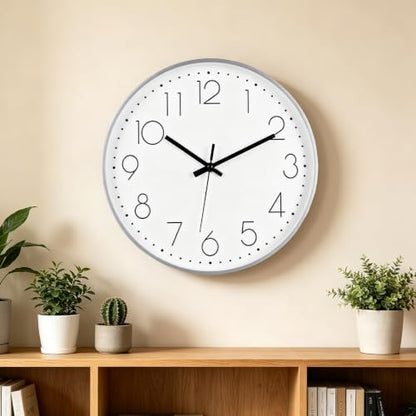 2 Pack Black&Silver Wall Clock 12" Silent Wall Clocks Battery Operated | Office Kitchen Living Room Bedroom - color: Black&silver, size: 2 Pack-12 Inch
