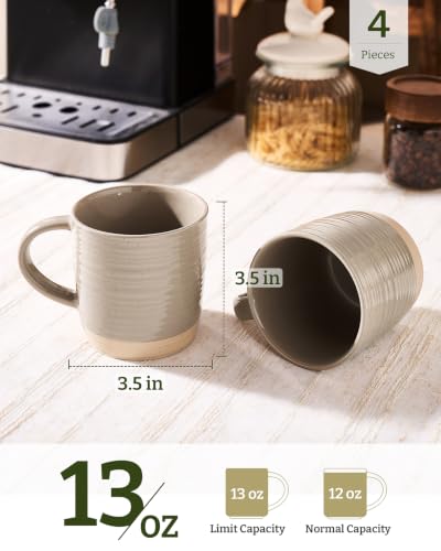famiware Coffee Mugs Set of 4, 13 oz Mug Set, Ceramic Cup Set with Handle | Stoneware Mug for Coffee, Tea, Latte, Cappuccino, Microwave and Dishwasher Safe, Constellation Series，Cinnamon Brown - color: Constellation-Cinnamon Brown, size: 4 Count (Pack of