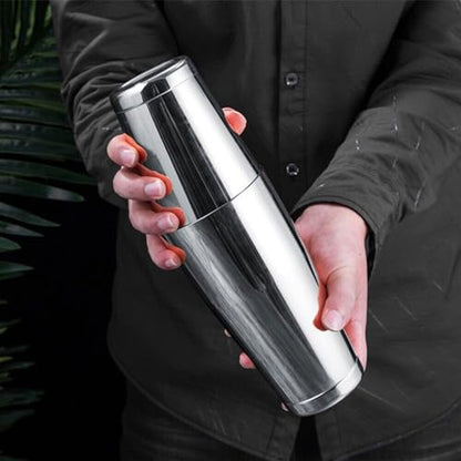 Mwellewm 8 Pcs Cocktail Shaker Boston Shaker Set Professional Bartender Kit Bar Stainless Steel Drink Shaker Bartending Martini Tin with 18oz & 28oz Mixed Alcohol Tool for Beginner(Silver) - color: Silver