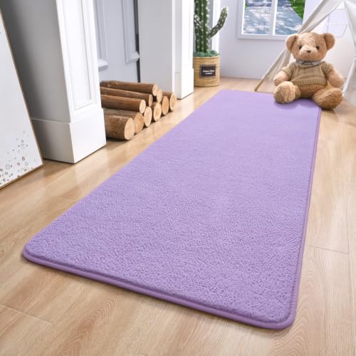Keeko 2x6 Area Rugs for Living Room,Soft Washable Memory Foam Bedroom Rug | Indoor Throw Rug Low Pile Minimalist Non Slip Carpet for Kids Nursery Classroom Dorm Room Home Decor Purple - color: Light-purple, size: 2' X 6' (Rectangular)