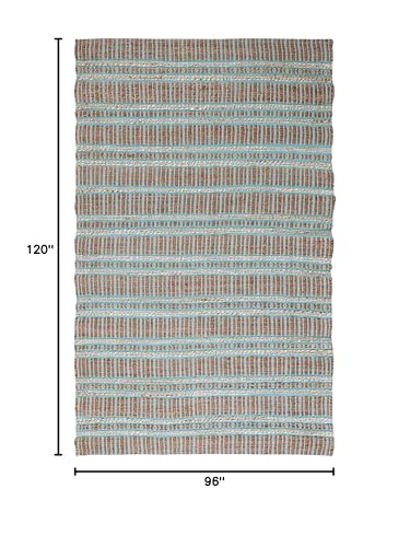 SAFAVIEH Area Rug 8x10 - Natural Fiber Collection - Large - Teal & Natural, Handmade Jute & Cotton Flat Weave, Stripe Pattern, Ideal for Living Room, Bedroom, Dining Space (NFB651K) - color: Teal/Natural, size: 8' x 10' (Rectangular)