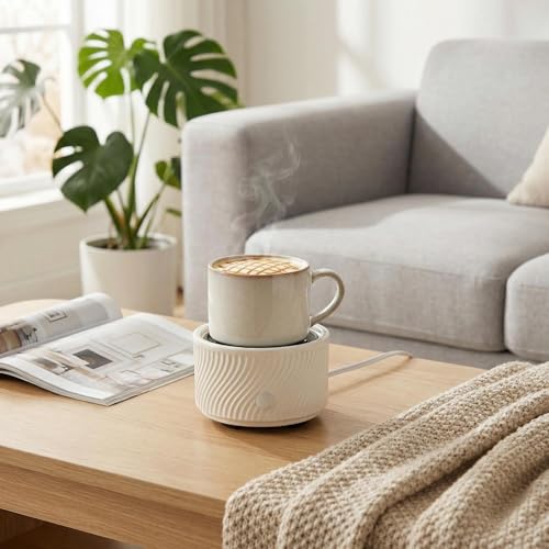 ASAWASA Ceramic Candle Warmer and Wax Melt Warmer with 1 PC Silicone Liner | 4-in-1 Electric Warmer, For Jar Candle Wax Cube Essential Oil Coffee, Ideal Gift for Home Office Kitchen - color: White Bend