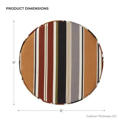 Greendale Home Fashions Set of 2 Outdoor 18 inch Round Patio Dining Chair Pads – Comfortable Fiber-Filled Seat Cushions with Ties, Reversible Polyester Fabric, Brick Stripe - color: Brick Stripe