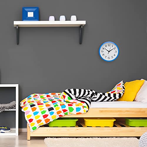 Bernhard Products 10 Inch Blue Quartz Analog Wall Clock - Silent, Easy to Read, Quality Construction, Simple Design, Lightweight, Easy to Hang, Battery Operated - color: Blue, size: 10 Inch