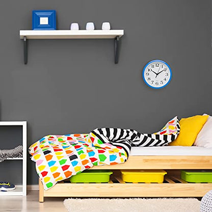 Bernhard Products 10 Inch Blue Quartz Analog Wall Clock - Silent, Easy to Read, Quality Construction, Simple Design, Lightweight, Easy to Hang, Battery Operated - color: Blue, size: 10 Inch