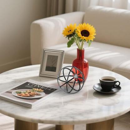DreamsEden Metal Geometric Sphere Sculpture - 6.3" Modern Black Table Decor for Living Room, Shelf, Desk