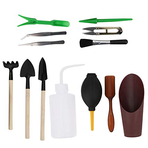 Succulent Tool Set with 13pcs Mini Gardening Tools for Transplanting and Pruning Indoor Plants with Stainless Steel
