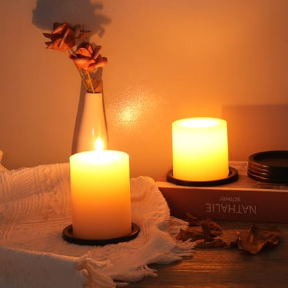 OwnMy 6PCS Iron Candle Holders for Pillar Candles, 3" Metal Candle Plates | Small Round Tealight Holders Black Iron Pillar Candle Trays, Elegant Candle Stand Bases for Wedding Dining Table Centerpieces - color: Black-6pcs