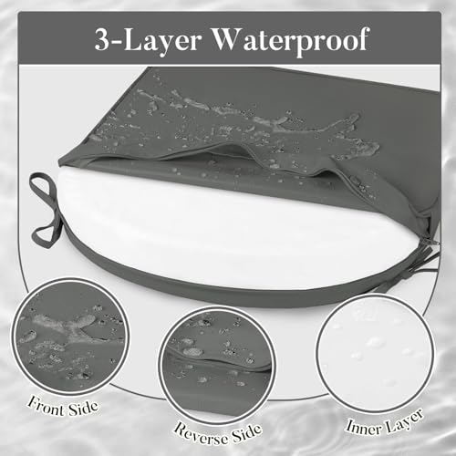 Basic Beyond Outdoor Cushions for Patio Furniture: Waterproof & UV Resistant Outdoor Chair Cushions Set of 4-19 x 19 x 3 Inch Thick Patio Chair Cushions with Adjustable Ties & Handle, Dark Grey - color: Dark Grey