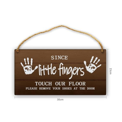 Please Remove Your Shoes Sign - 12x12in No Shoes Wall Hanging Wreath Grey for House Entryway Porch - color: Grey-Since Little Fingers