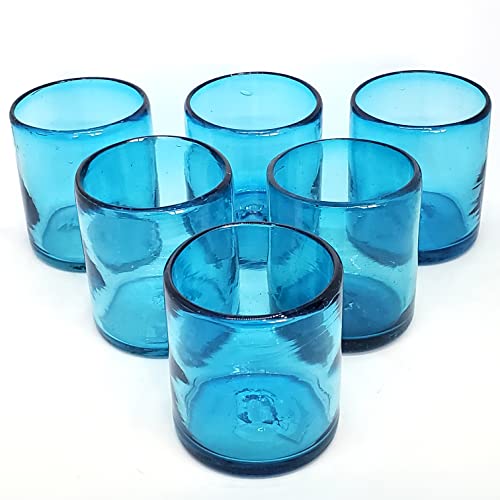 Solid Aqua Blue 9 oz Short Tumblers (set of 6), Recycled Glass, Lead-free, Toxin-Free (9oz Tumbler) - color: Aqua Blue, size: 9 oz