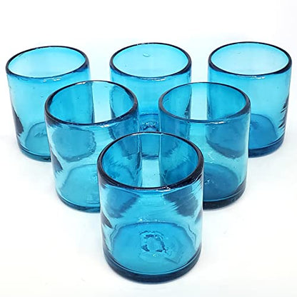 Solid Aqua Blue 9 oz Short Tumblers (set of 6), Recycled Glass, Lead-free, Toxin-Free (9oz Tumbler) - color: Aqua Blue, size: 9 oz
