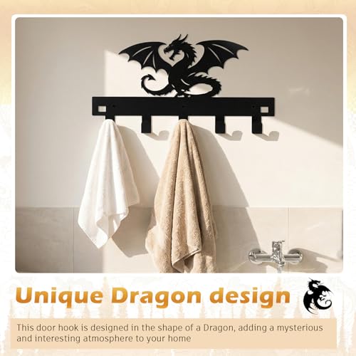 Reallnaive Dragon Over The Door Hooks Bathroom Decor Hanger Wall Mount Rack Holder for Towel, Hat, Coat, Cloth, Keychain, Bag, Christmas Party Gift - style: Dragon