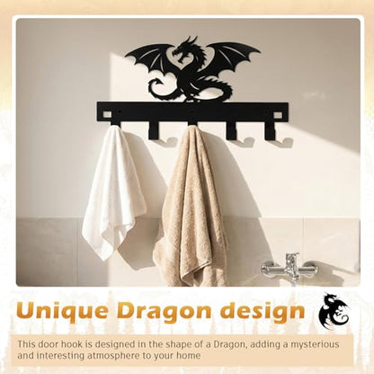Reallnaive Dragon Over The Door Hooks Bathroom Decor Hanger Wall Mount Rack Holder for Towel, Hat, Coat, Cloth, Keychain, Bag, Christmas Party Gift - style: Dragon