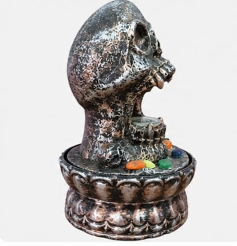 Gothic Skull Backflow Incense Burner, Ceramic Smoke Fountain Decor, Halloween Incense Holder