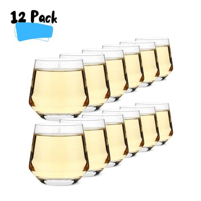 BTaT- Stemless Wine Glass, 12 oz, Set of 12, Wine Glasses No Stem