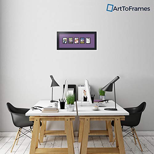 ArtToFrames Collage Photo Frame Double Mat with 5-2.5x3.5 Openings with Satin Black Frame and Grape mat. - color: Grape, size: 2.5x3.5