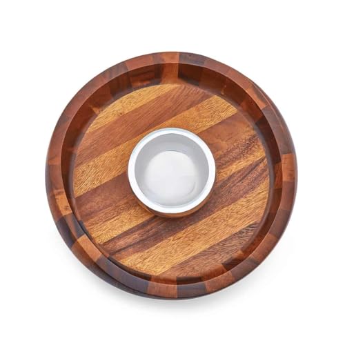 nambe Butterfly Collection Chip & Dip Serving Tray and Bowl | 2-Piece Set | Metal Dip Bowl for Salsa and Guacamole | Large Party Platter for Vegetables, Snacks, or Chips | 16-Inch