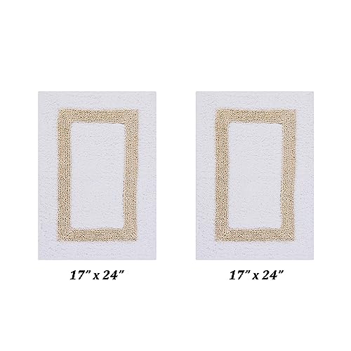 Better Trends 100% Cotton Hotel Collection Bath Mats Set, White & Sand Mats - Tufted, Reversible & Absorbent & Machine Washable 2 Piece Bathroom Rug Set, Shower & Sink Bath Rug - color: White & Sand, size: 2 Piece Set (17" x 24" | 17" x 24")