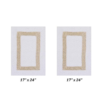 Better Trends 100% Cotton Hotel Collection Bath Mats Set, White & Sand Mats - Tufted, Reversible & Absorbent & Machine Washable 2 Piece Bathroom Rug Set, Shower & Sink Bath Rug - color: White & Sand, size: 2 Piece Set (17" x 24" | 17" x 24")