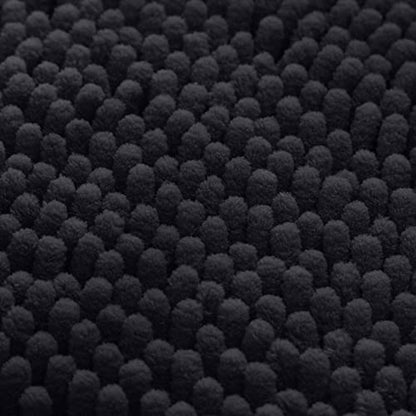 HOMEIDEAS 3 Pieces Bathroom Rugs, Ultra Soft Non Slip Absorbent Chenille Toilet Bath Mat Set (Black) - color: Black-black, size: 17"x24"+20"x32"+U Shape 20"x24"