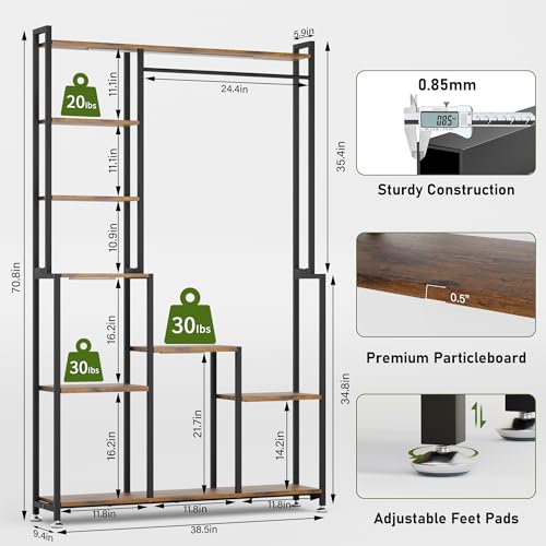 CODACE Plant Stand Indoor with Grow Light - 71 Inches Tall Plant Shelf | 8 Tiered Large Metal Plant Stand, Square Stand Plant Stand Display Shelf for Corner, Living Room, Balcony, Garden