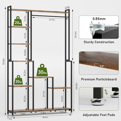 CODACE Plant Stand Indoor with Grow Light - 71 Inches Tall Plant Shelf | 8 Tiered Large Metal Plant Stand, Square Stand Plant Stand Display Shelf for Corner, Living Room, Balcony, Garden