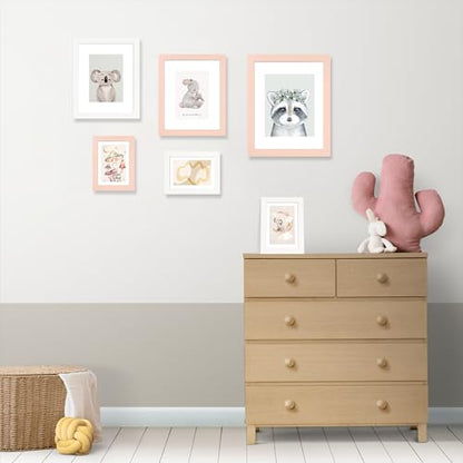Hongkee 5x7 Picture Frame (4 Pack, White) Made of Real Glass and Wooden Frame - Display Pictures 4x6 with Mat or 5x7 Without Mat, 5 by 7 Photo Frames TableTop Display and Wall Mounting - color: White, size: 5x7 in