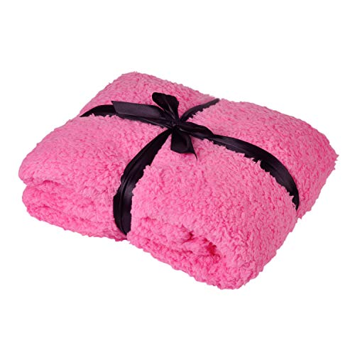 Catalonia Pink Sherpa Throw Blanket, Fuzzy Snuggly Blanket for Camping Traveling Couch Bed, Super Soft, Light Weight, Reversible, All Season Use, 50x60 inches - color: Pink