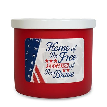 Colonial Candle Home of The Free Because of The Brave Scented Jar Candle, 3 Wick, 14 oz, 60H Burn - Made in The USA - color: Home of the Brave