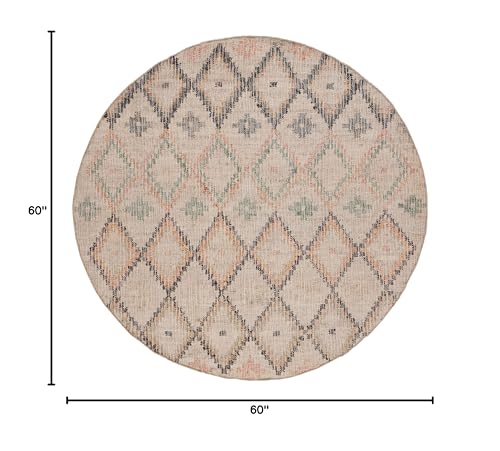 SAFAVIEH Kilim Collection 5' Round Beige/Gold KLM753G Handmade Moroccan Boho Jute & Cotton Entryway Foyer Living Room Bedroom Kitchen Area Rug - color: Beige/Gold, size: 5' (Round)