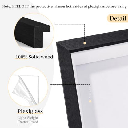 Shadow Box Frame 8"x 10" - 4 Pack Wood Deep Shadowbox with Glass Shadow Boxes Display Cases Suitable for Photos, Dried Flowers, DIY Crafts Medals Picture Frames for Wall Tabletop (Black) - size: 8x10-4pcs-black
