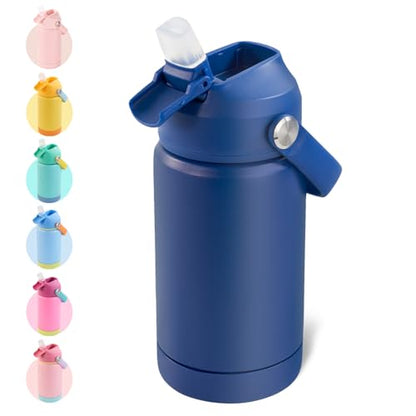 Kerilyn 12oz Kids Water Bottle, Stainless Steel Insulated Water Bottle, Toddler Cup with Straws Leak-Proof, Kids Water Bottles for School Boys Girls, BPA Free, Blue - color: Blue