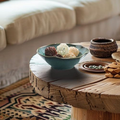 7.6'' Ceramic Decorative Bowl, Key Bowl for Entryway Table | Potpourri Bowl, Handcrafted Pottery Bowl with a Ruffle Rim, Large Catch-All for Coffee Tables, Entryways, Home Decor