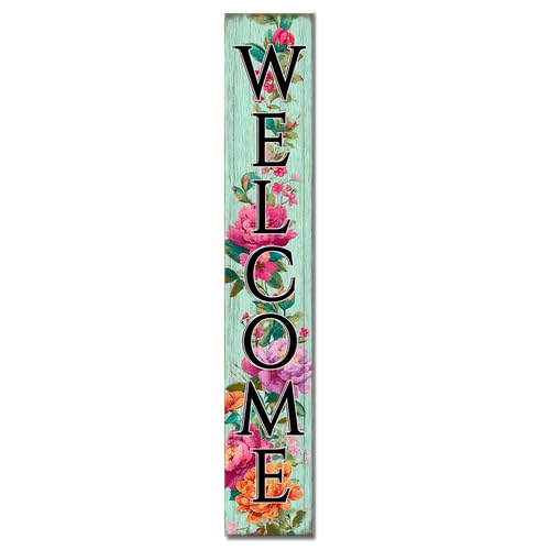 Spring Welcome Porch Sign Floral Butterfly Summer Welcome Sign Front Door Farmhouse Porch Vertical Wooden Plaque Entryway Home Outdoor Seasonal Decoration 8x32inch - color: U- 8, size: 8x32inch