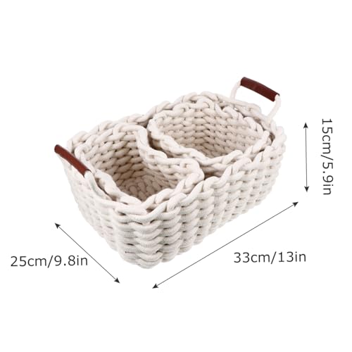 Nordic Woven Storage Baskets Thick Cotton Rope Nested Bins Versatile Organizers for Toys Clothes and Home Decor Set of 3