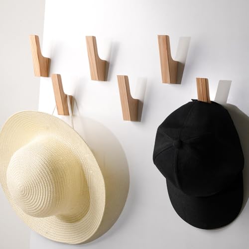 Wood Wall Hooks, Ash Wooden Coat Hooks for Wall (6 Pack) | Wood Coat Hooks for Hanging Hat, Backpack, Jacket, Towel Hangers, Durable Wall Hooks for Entryway, Bathroom and Kitchen - color: Nature, size: 6 Pack