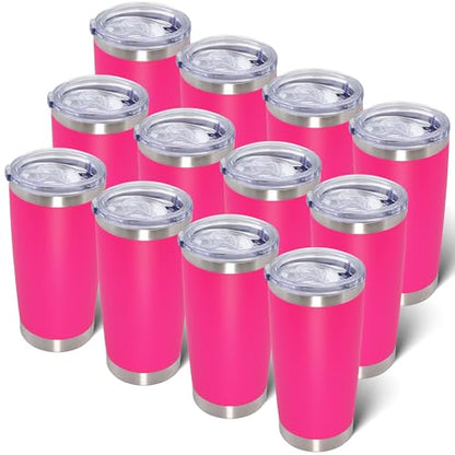 20oz Tumbler with Lid Stainless Steel Tumblers Insulated Mug Hot Pink 12P - color: Hot Pink