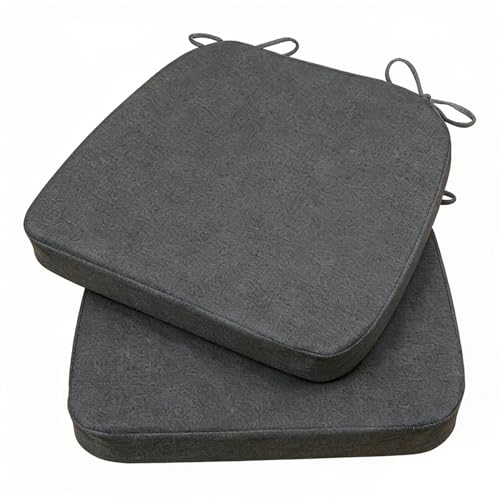 GIBZ Outdoor Chair Cushions 17"x16"x2" with Ties Set of 2 Grey | Waterproof Chairs Cushion U-Shaped Seat Pads Washable Casual for Yard Lawn Patio - color: Grey
