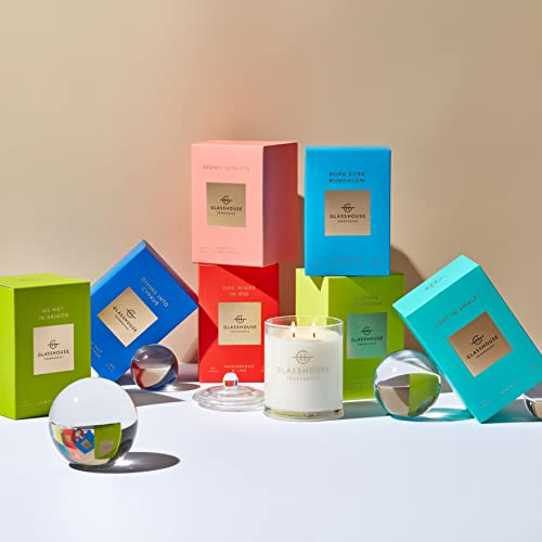 Glasshouse Fragrances Midnight in Milan Candle, Triple Scented Natural Soy Wax Blend, 2 Wicks & Glass Jar, 65 Hour Burn Time, Saffron & Rose, 13.4 Oz (380g)