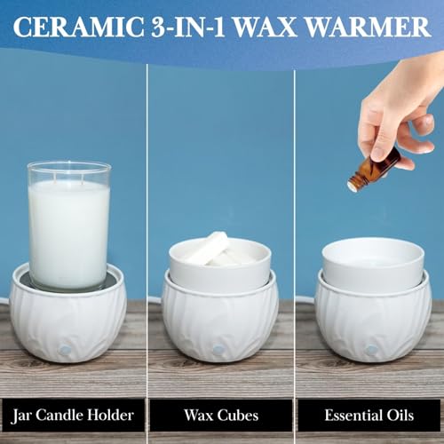 Colonial Candle Wax Melt Warmer with Timer, 3-in-1 Electric Wax Melter for Scented Wax Melts, Cubes, and Tarts | Home, Office, Bedroom, Gift & Décor