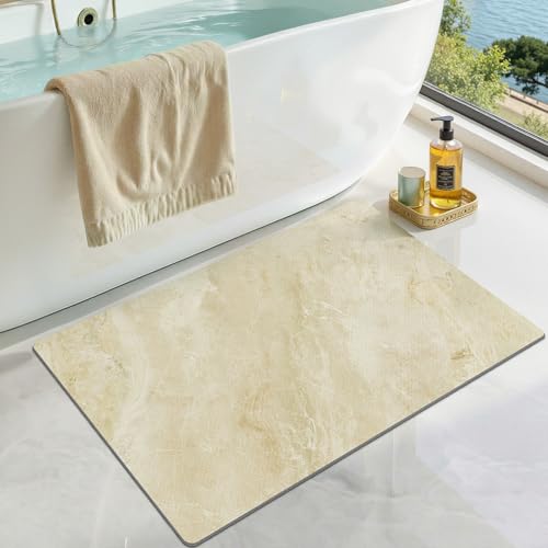 LUMI Non Slip Ultra Thin Bath Mat, Low Pile Quick Dry, Beige, 17x30 | Low Profile Absorbent, Fits under Door, for Bathroom, Shower, Sink, Doorway, Entrance - color: Beige, size: 17"x30"